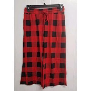 UEU Women's Pocket Cropped‎ Pants Buffalo Plaid Size M